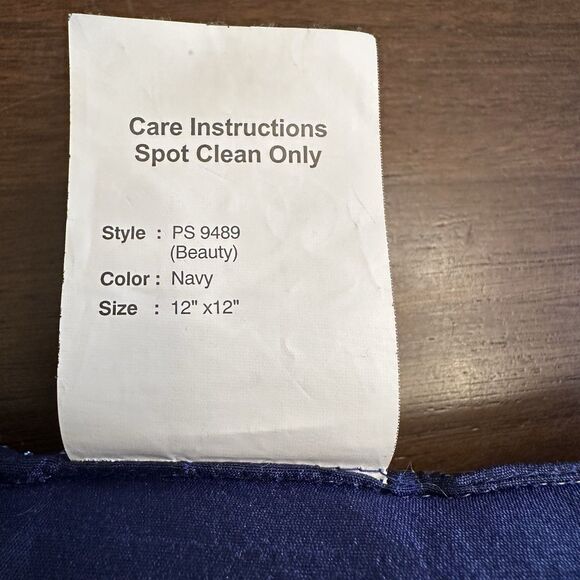 Max Studio Home "Beauty" 12x12 Beaded Decorative Throw Pillow Navy Blue Accent - Picture 5 of 8